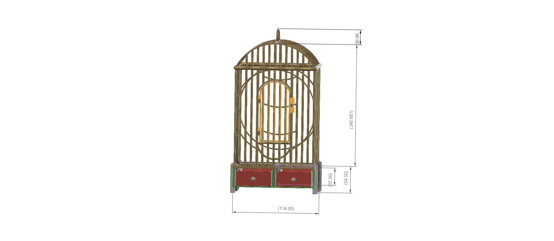 STL file House Style Economy bird cage for finches, canaries, parakeets ...